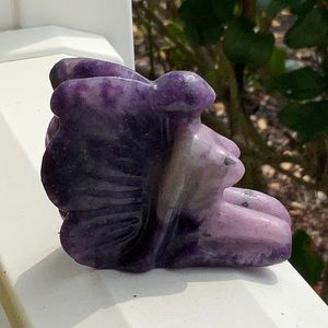AMETHYST & LEPIDOLITE HAND CARVED FAIRY BUTTERFLY, 136g